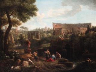 Jan Frans van Bloemen - A capriccio of Rome with the Colosseum and the Arch of Constantine
