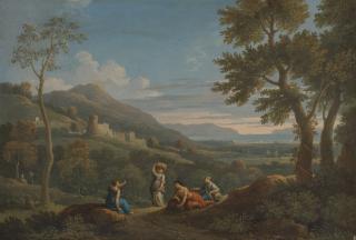 Jan Frans Van Bloemen - A Classical Landscape With Peasants In The Foreground