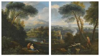 Jan Frans van Bloemen - A Roman Landscape With A Shepherd And His Flock; A Roman River Landscape With Figures Resting