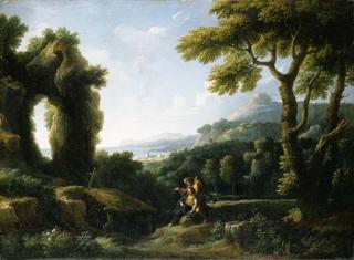 Jan Frans Van Bloemen - An Italianate coastal landscape with the Death of Saint Mary of Egypt