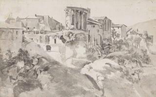 Jan Frans van Bloemen - View Of The Temple Of The Sibyl At Tivoli