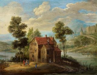 Jan Frans van Bredael - Flusslandschaft mit Gehöft