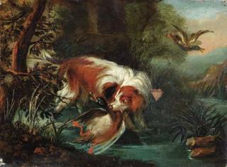 Jan Fyt - A hunting dog retrieving a mallard