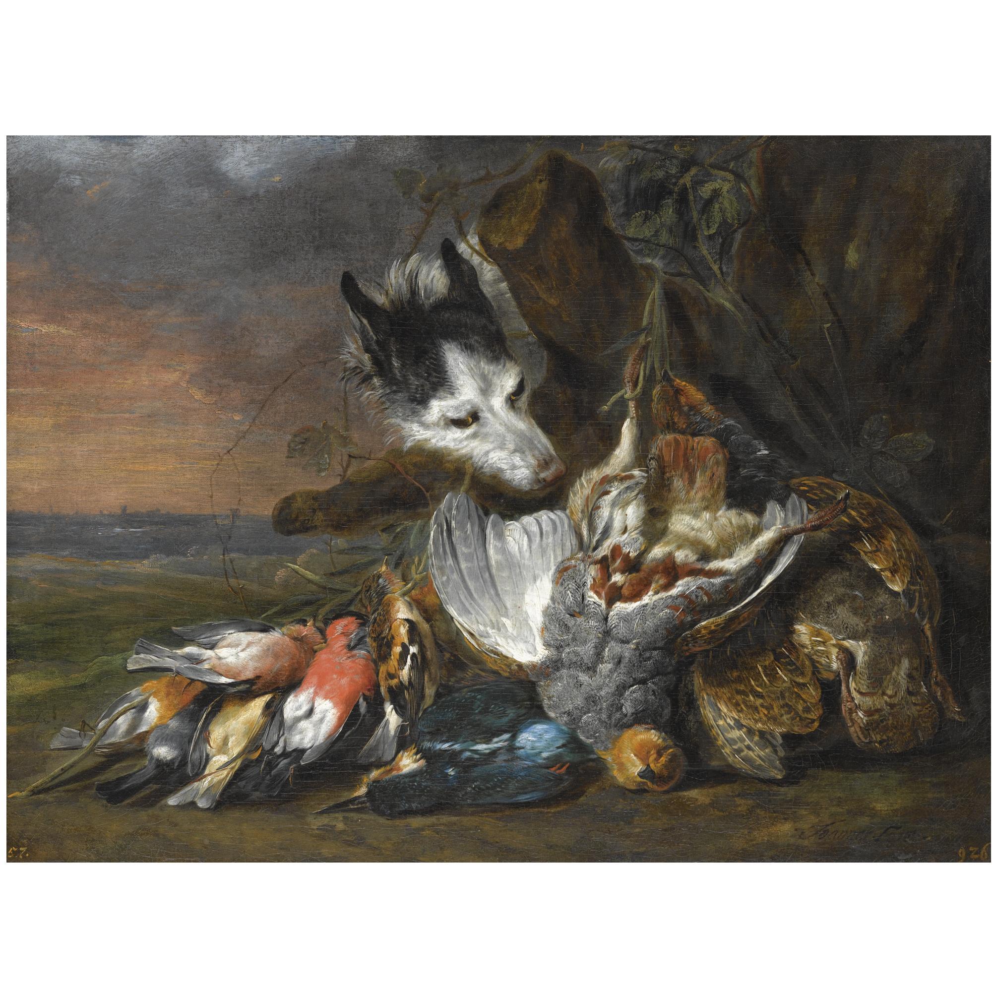 Jan Fyt - A Still Life In An Exterior With Dead Game, Including A Brace Of Grouse, A Kingfisher And Songbirds