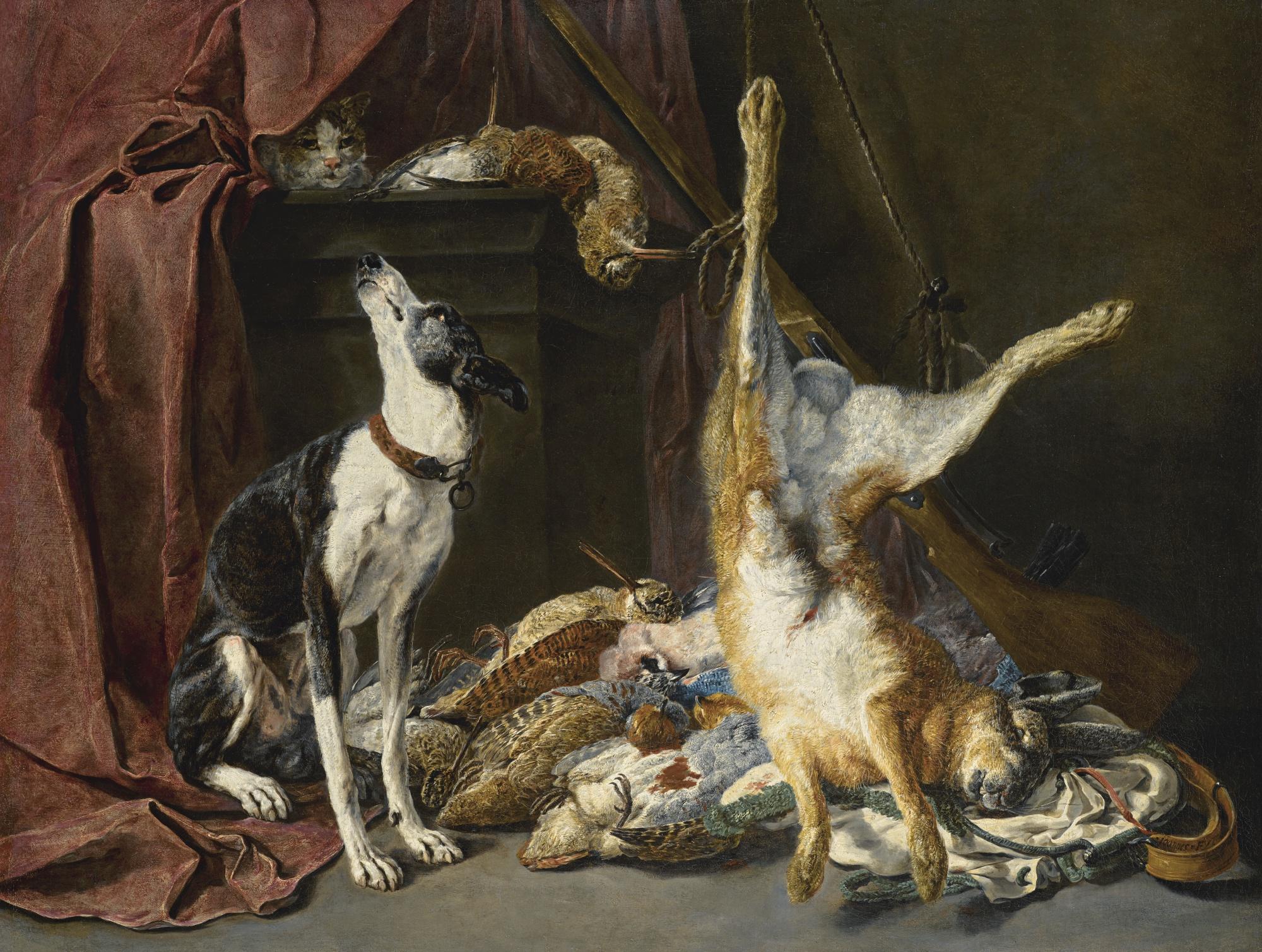 Jan Fyt - A Still Life With Game, A Dog And A Cat