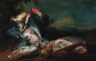 Jan Fyt - Dead songbirds, a jay, and a snipe on a bank