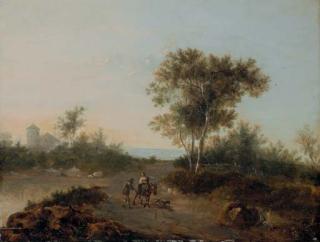 Jan Gabrielsz. Sonje - An Italianate landscape with travelers on a path