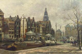 Jan Gerard Smits - Damrak entree Amsterdam: a view of the Damrak, Amsterdam