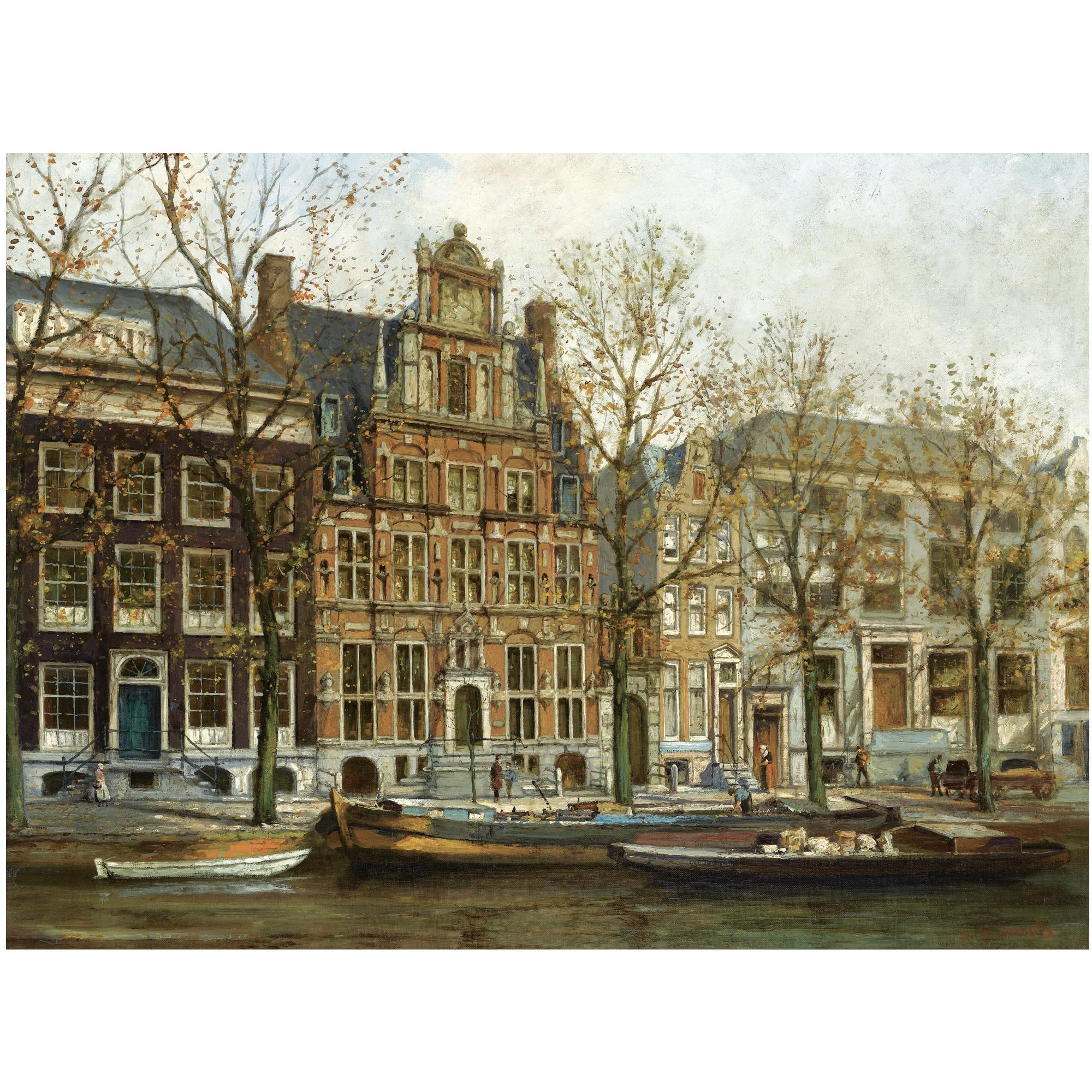 Jan Gerard Smits - Dutch A View On \'Het Huis Met De Hoofden\' At The Keizersgracht, Amsterdam