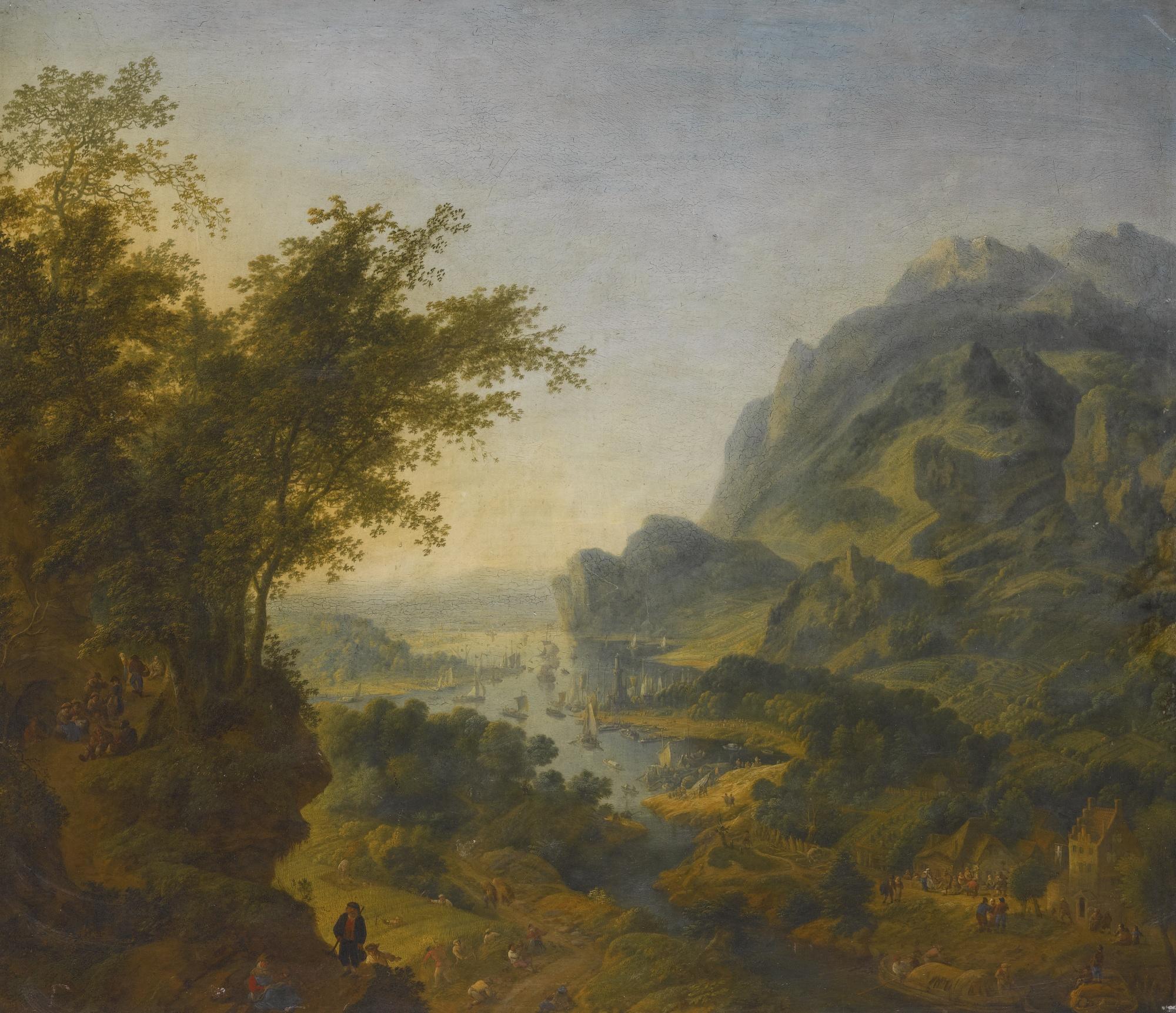 Jan Griffier the Elder - Rhenish Landscape With A Steep Forest Path On The Left