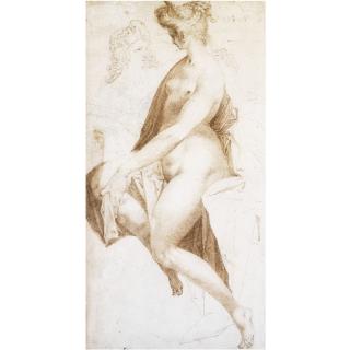Jan Harmensz. Muller - Seated Female Figure, Possibly Venus, With Another Figure Outlined Behind