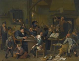 Jan Havicksz. Steen - A Riotous Schoolroom With A Snoozing Schoolmaster