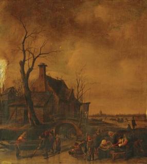 Jan Havicksz. Steen - A Winter Landscape With Young Kolf Players On A Frozen River