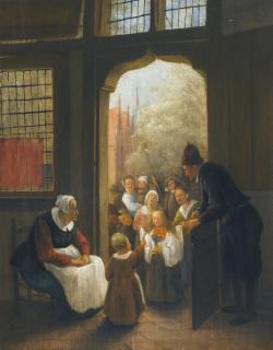 Jan Havicksz. Steen - Pinksterbloem (The Whitsun Bride), A Procession Of Children Standing Before The Door Of A Home