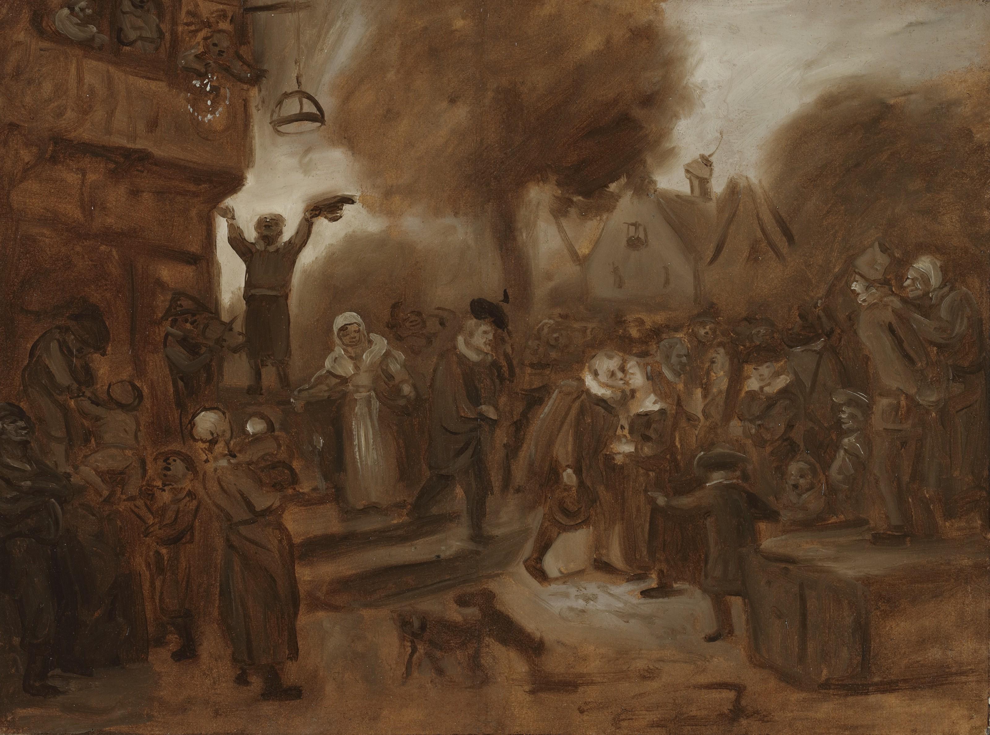 Jan Havickz. Steen - The village wedding - an oil sketch