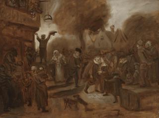 Jan Havickz. Steen - The village wedding - an oil sketch