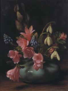 Jan Hendrik Eversen - A still life with snow-drops and other winter flowers