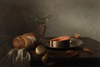 Jan Hendrik Eversen - Still life with salmon and shrimps