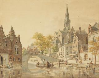 Jan Hendrik Verheijen - A busy day in a sunlit Dutch town