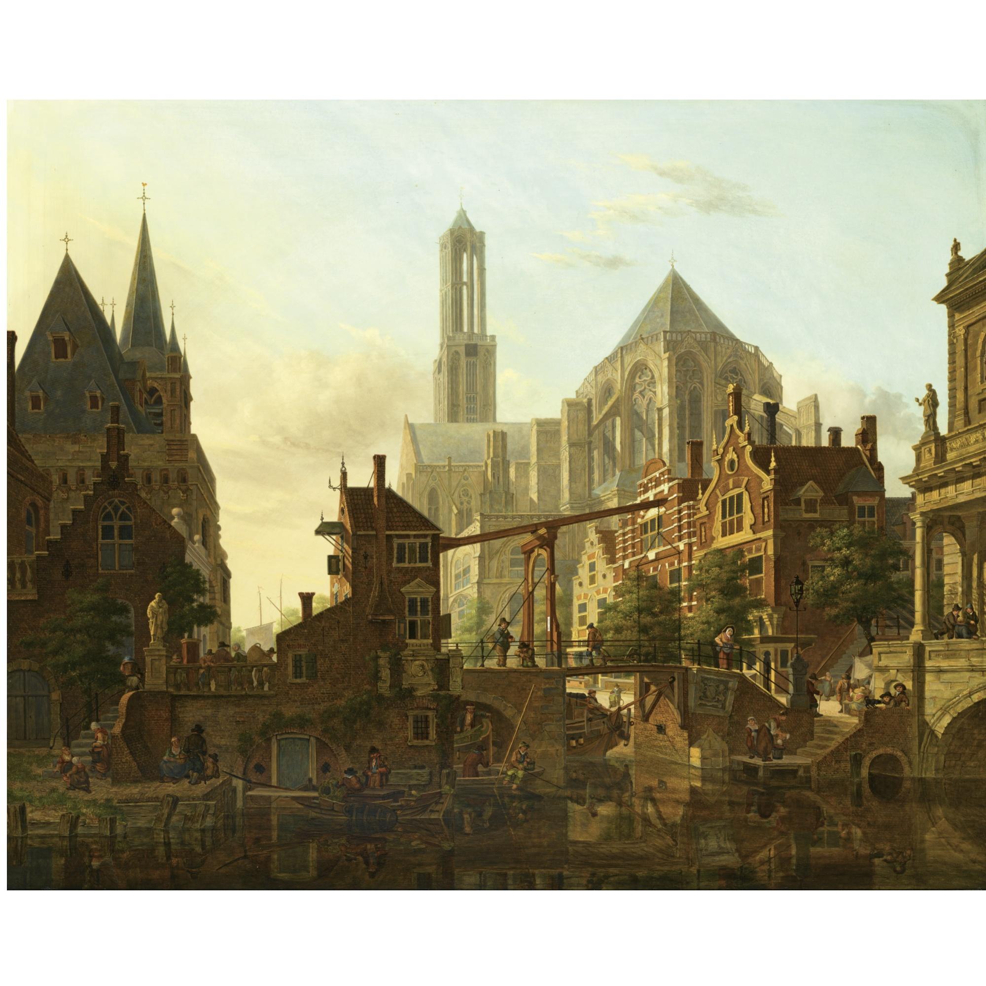 Jan Hendrik Verheyen - Dutch a Lively Townscene, Utrecht 