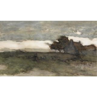 Jan Hendrik Weissenbruch - A Shepherd And His Flock At Dusk