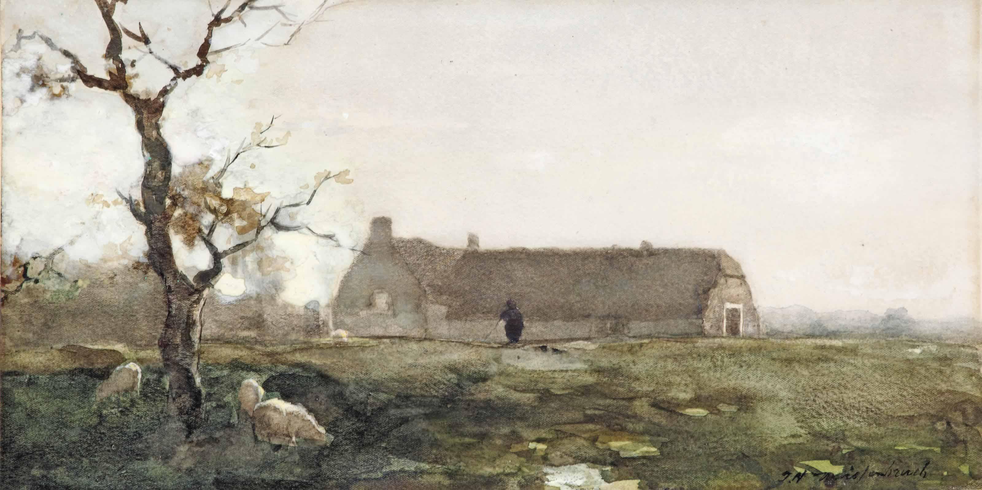 Jan Hendrik Weissenbruch - Boerderij Hanenburg in de Westduinen te \'s-Gravenhage: the Hanenburg farm, The Hague