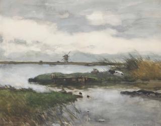 Jan Hendrik Weissenbruch - Cows in a polder landscape