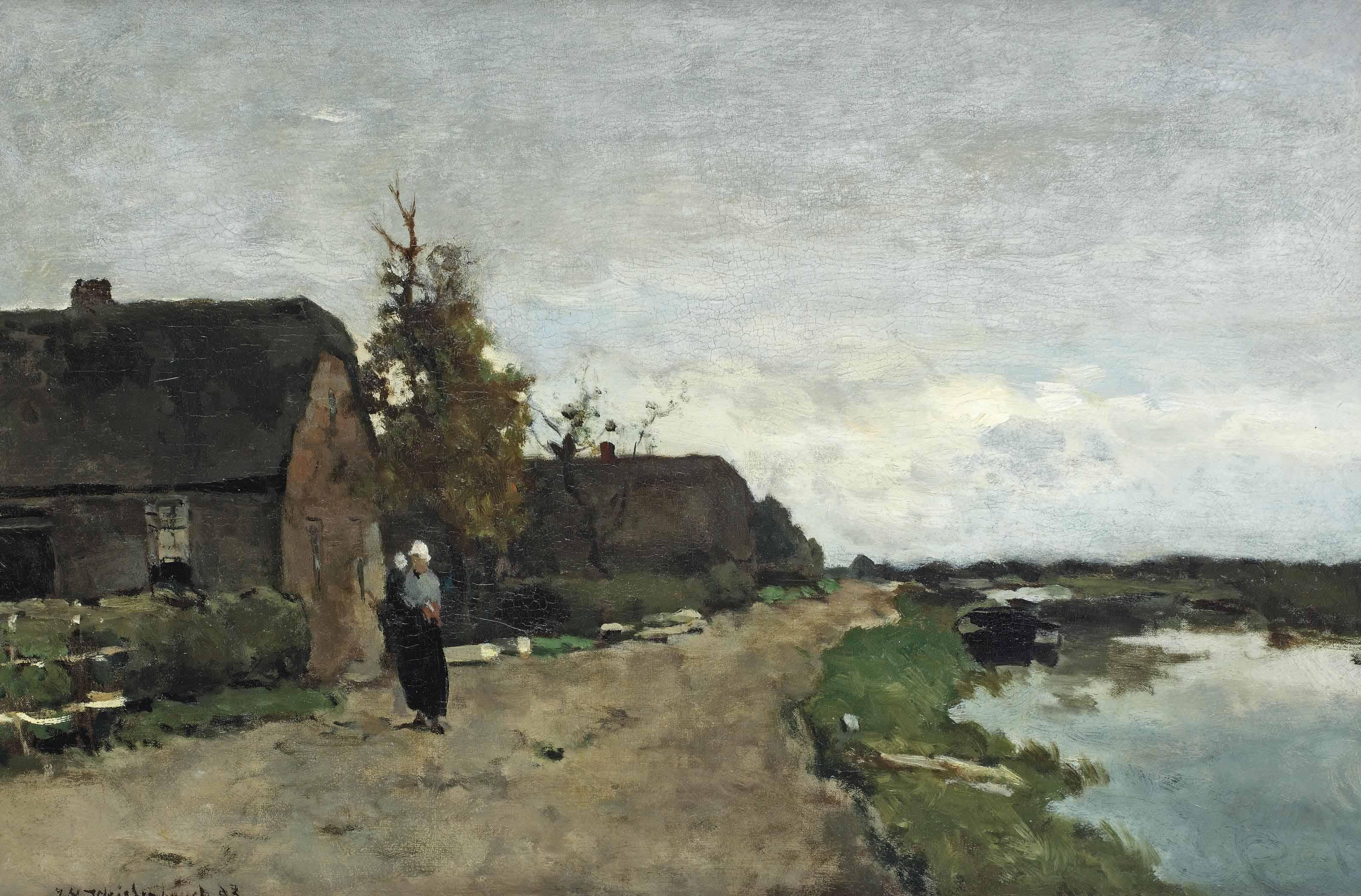 Jan Hendrik Weissenbruch - Farms along a stream