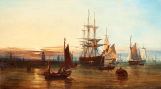 Jan Hermann Barend Koekkoek - Ships at dusk