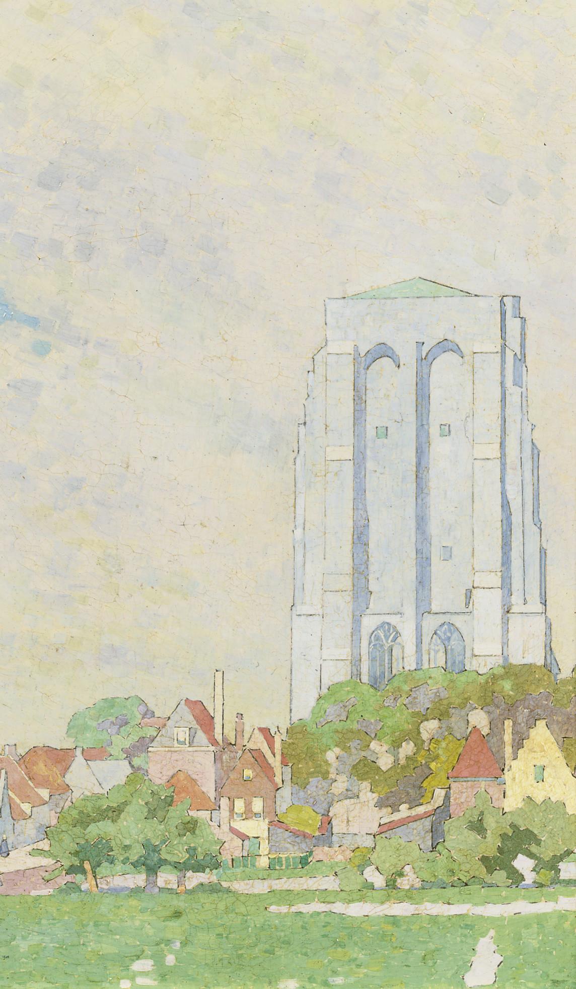 Jan Heyse - A view of the St. Lievensmonstertoren, Zierikzee in summer