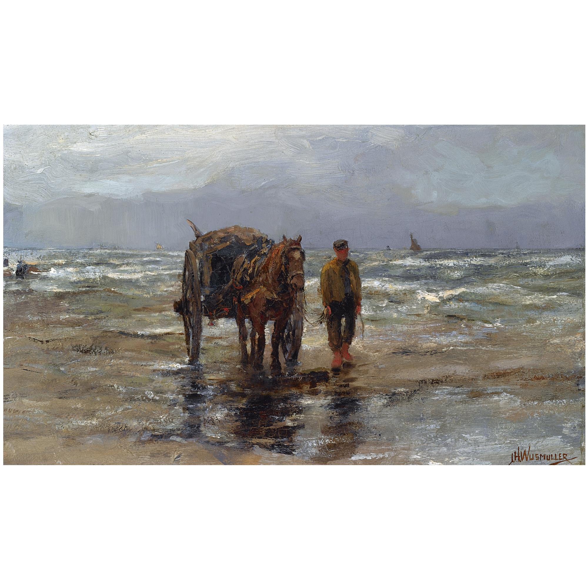 Jan Hillebrand Wijsmuller - Dutch A Shell Fisher On The Beach