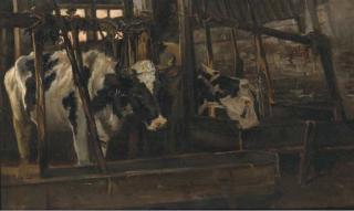 Jan Hillebrand Wijsmuller - Koestal: cows in a stable