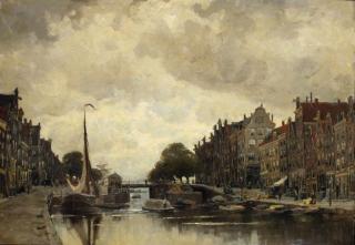 Jan Hillebrand Wijsmuller - Korte Prinsengracht with the Eenhoorn lock and the Westerdok beyond, Amsterdam