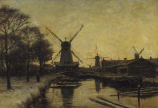 Jan Hillebrand Wijsmuller - Windmills in winter