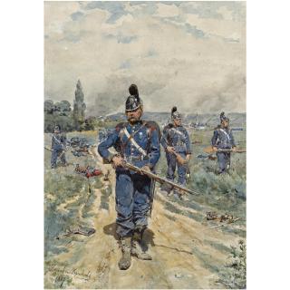 Jan Hoynck van Papendrecht - Dutch \'De Beierse Infanterie Tegen De Franse Artillerie In De Maand Augustus Ter Hoogte Van Woerth (Bas-Rhin, Elzas)\'