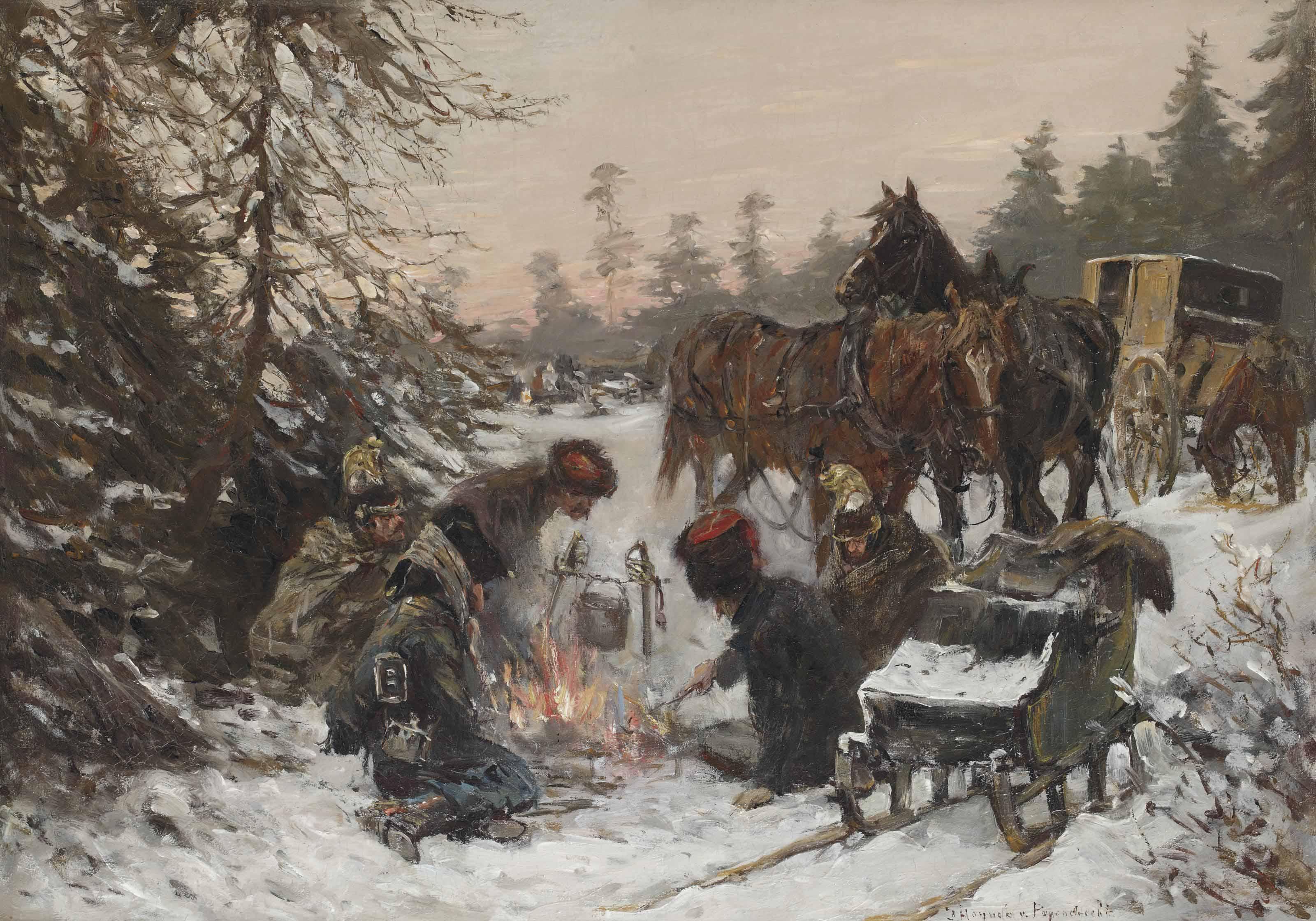 Jan Hoynck van Papendrecht - French cavalerists returning home