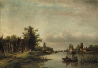 Jan Jacob Coenraad Spohler - Crossing the river in summer