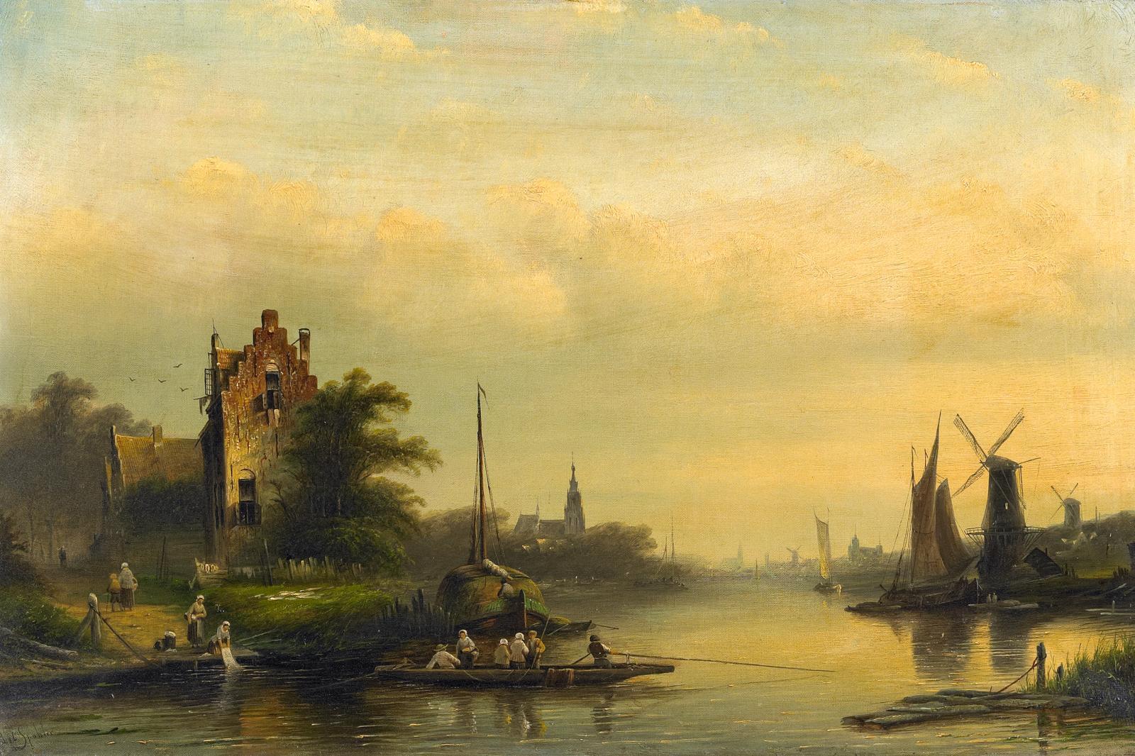 Jan Jacob Coenraad Spohler - Fährboot auf dem Wasser