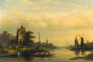 Jan Jacob Coenraad Spohler - Fährboot auf dem Wasser