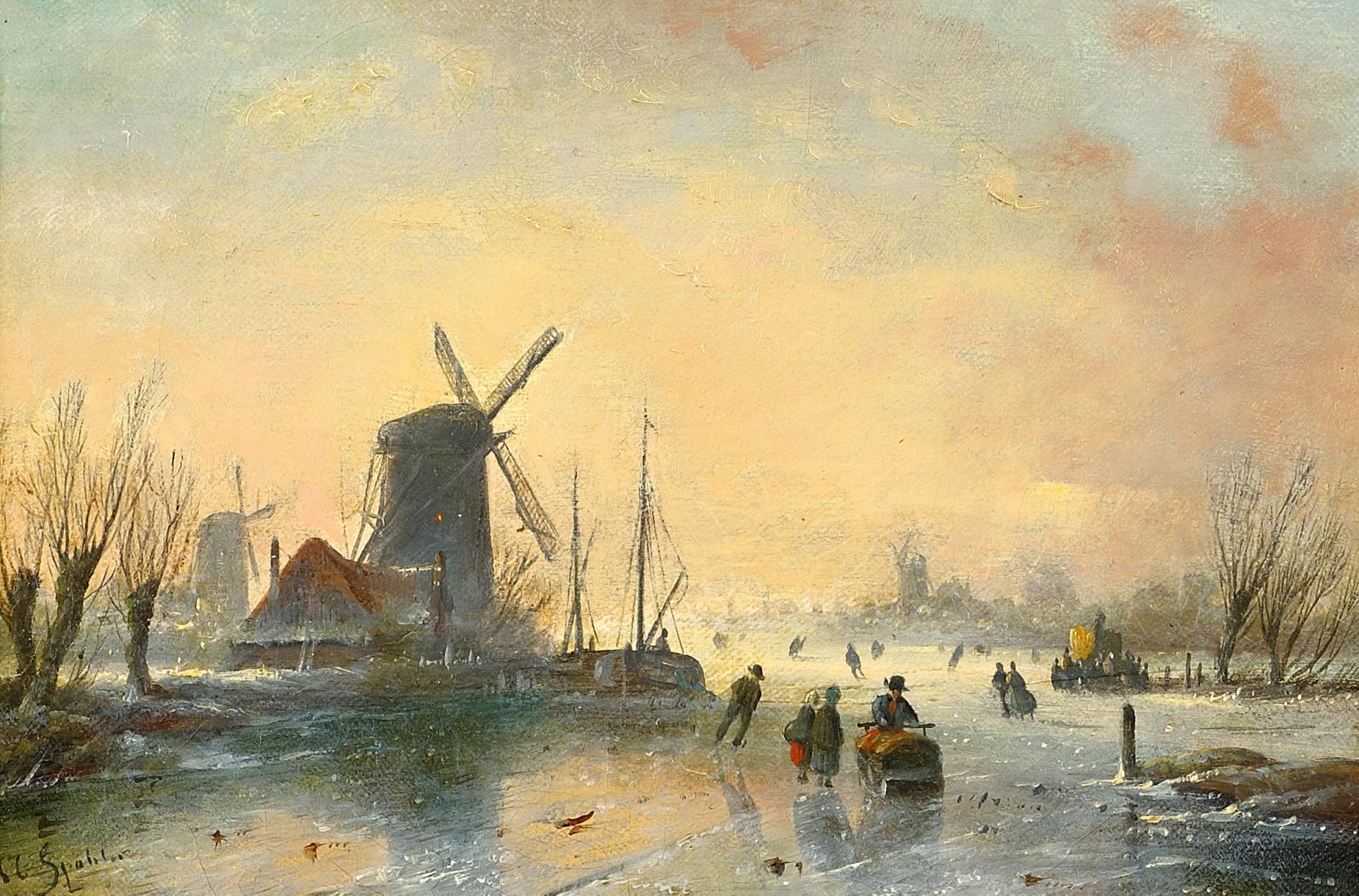 Jan Jacob Coenraad Spohler - Schlittschuhläufer auf dem Fluss