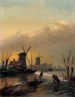 Jan Jacob Coenraad Spohler - Skating at sunset