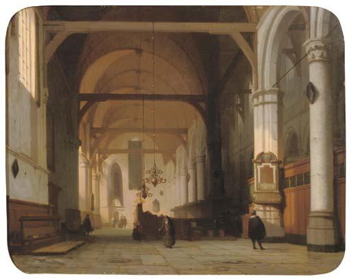 Jan Jacob Schenkel - A sunlit church interior