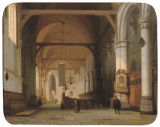 Jan Jacob Schenkel - A sunlit church interior