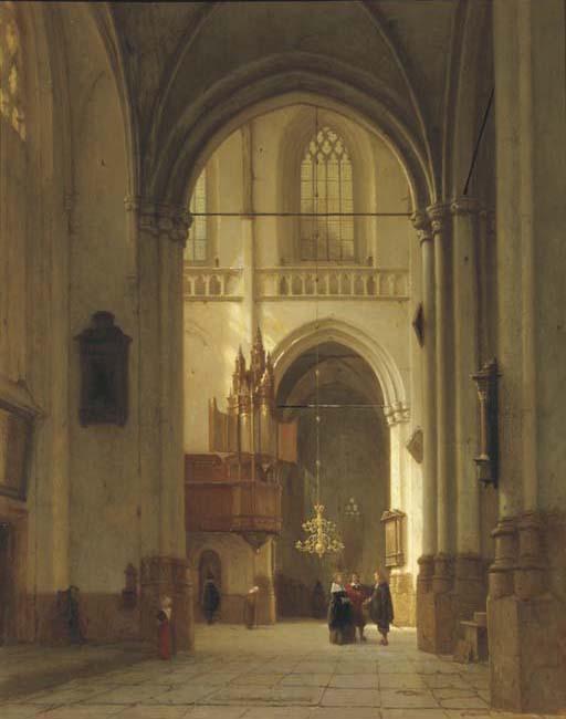 Jan Jacob Schenkel - Figures in the Nieuwe Kerk, Amsterdam