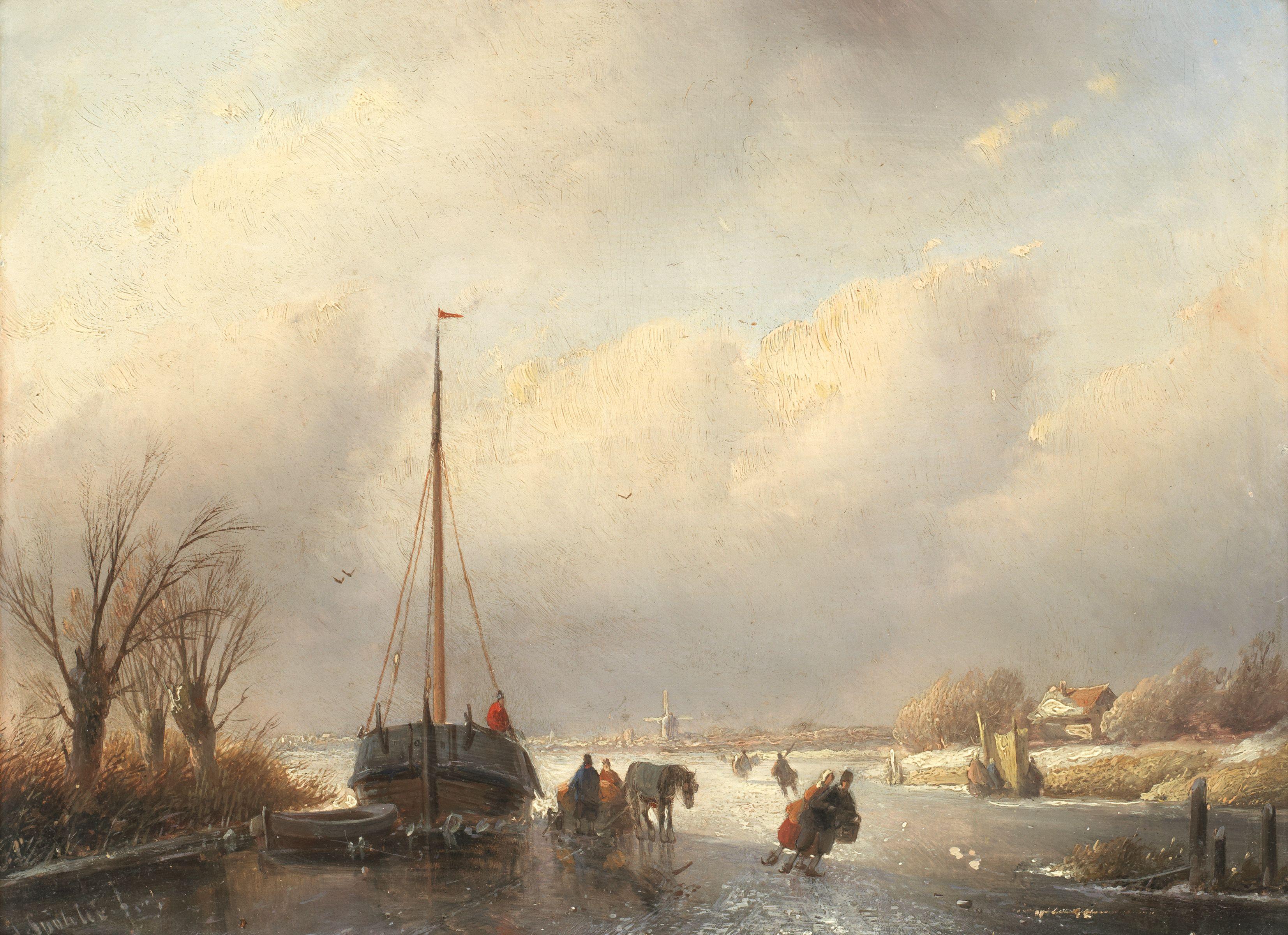 Jan Jacob Spohler - A Frozen River Scene