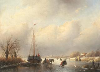 Jan Jacob Spohler - A Frozen River Scene