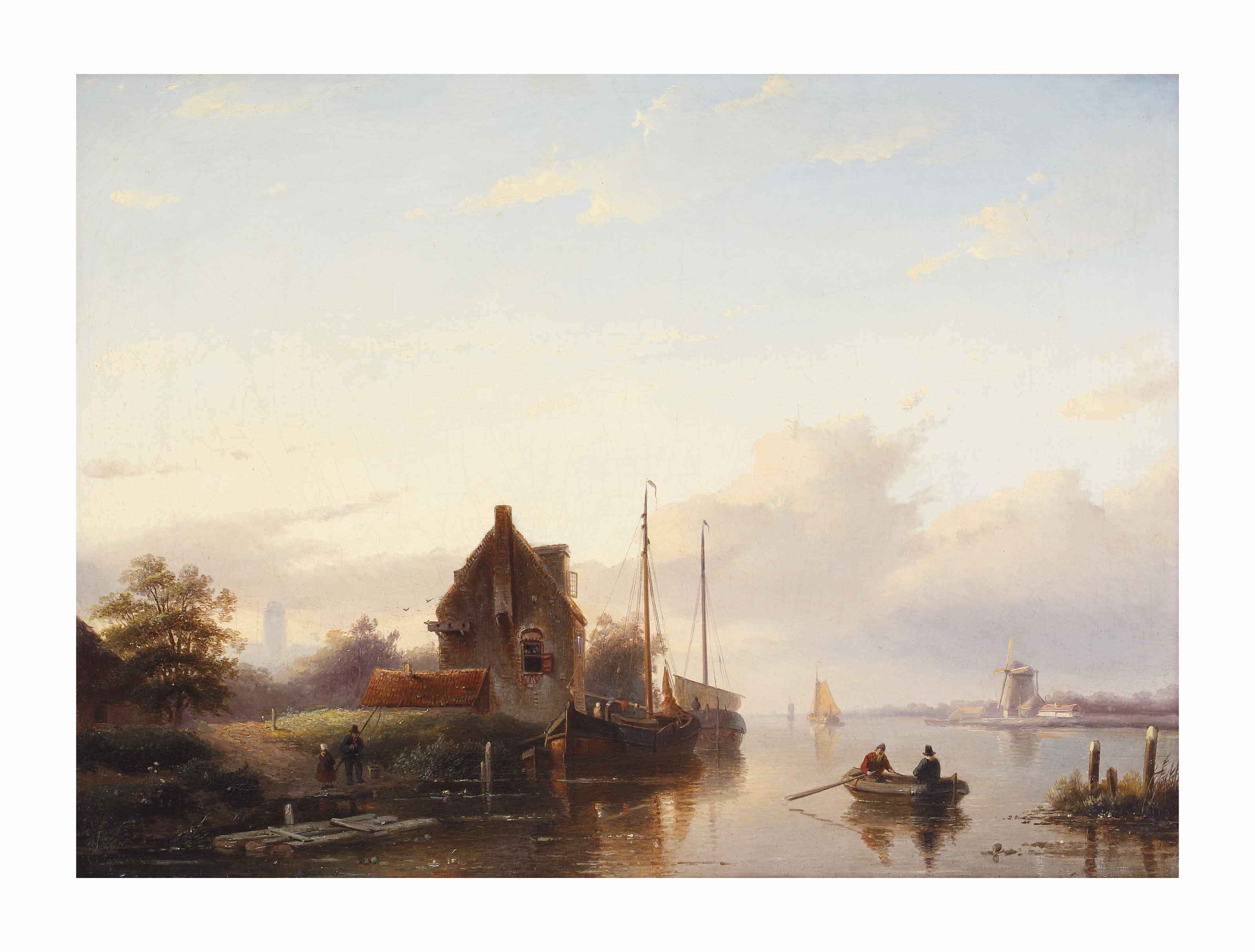 Jan Jacob Spohler - A tranquil river landscape