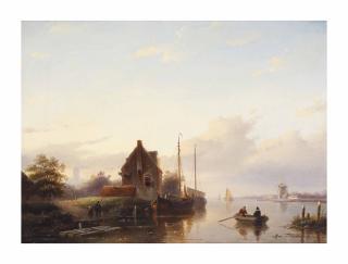 Jan Jacob Spohler - A tranquil river landscape