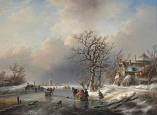 Jan Jacob Spohler - A Winter Landscape With Activities On The Ice