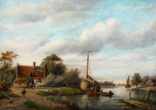 Jan Jacob Spohler - Dutch landscape with a river